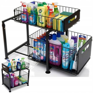 Organizer pod zlew wysuwany metalowy regał kuchenny 2 poziomy stabilny