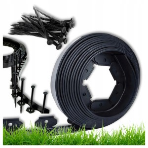 Obrzeże Trawnikowe Ogrodowe 4cm x 20m Zestaw 60 Kołków Kotew Szpilek Czarne