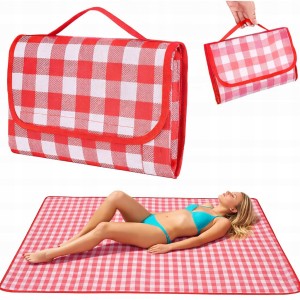 Mata piknikowa 200x200 wodoodporna XXL składany koc plażowy z uchwytem
