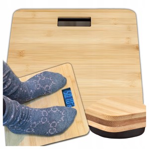 Elektroniczna waga łazienkowa bambusowa 180 kg z wyświetlaczem LCD antypoślizgowa