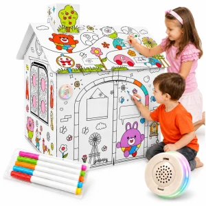 DOMEK KARTONOWY DO KOLOROWANIA XXL DZWONEK LED MUZYKA PISAKI DLA DZIECI DIY